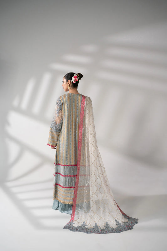 Ulfat - Embroidered Ice Grey Angrakha