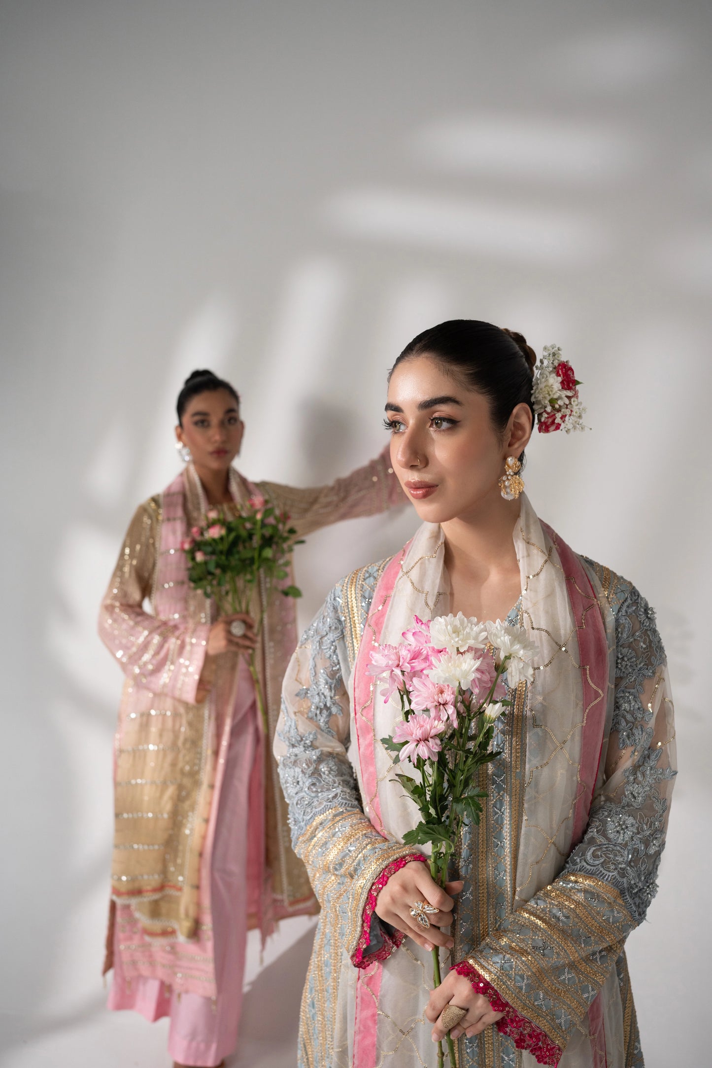 Ulfat - Embroidered Ice Grey Angrakha