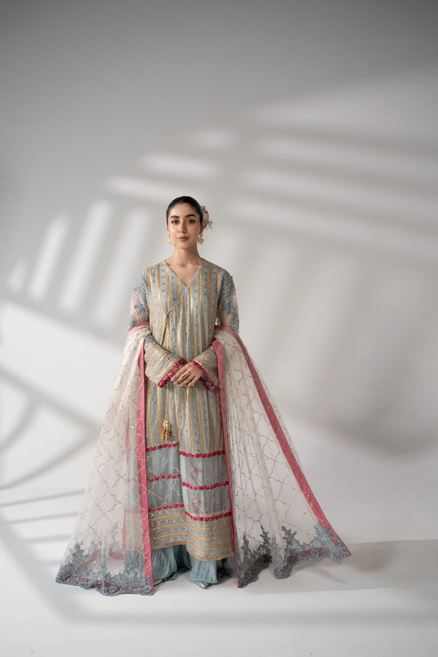Ulfat - Embroidered Ice Grey Angrakha