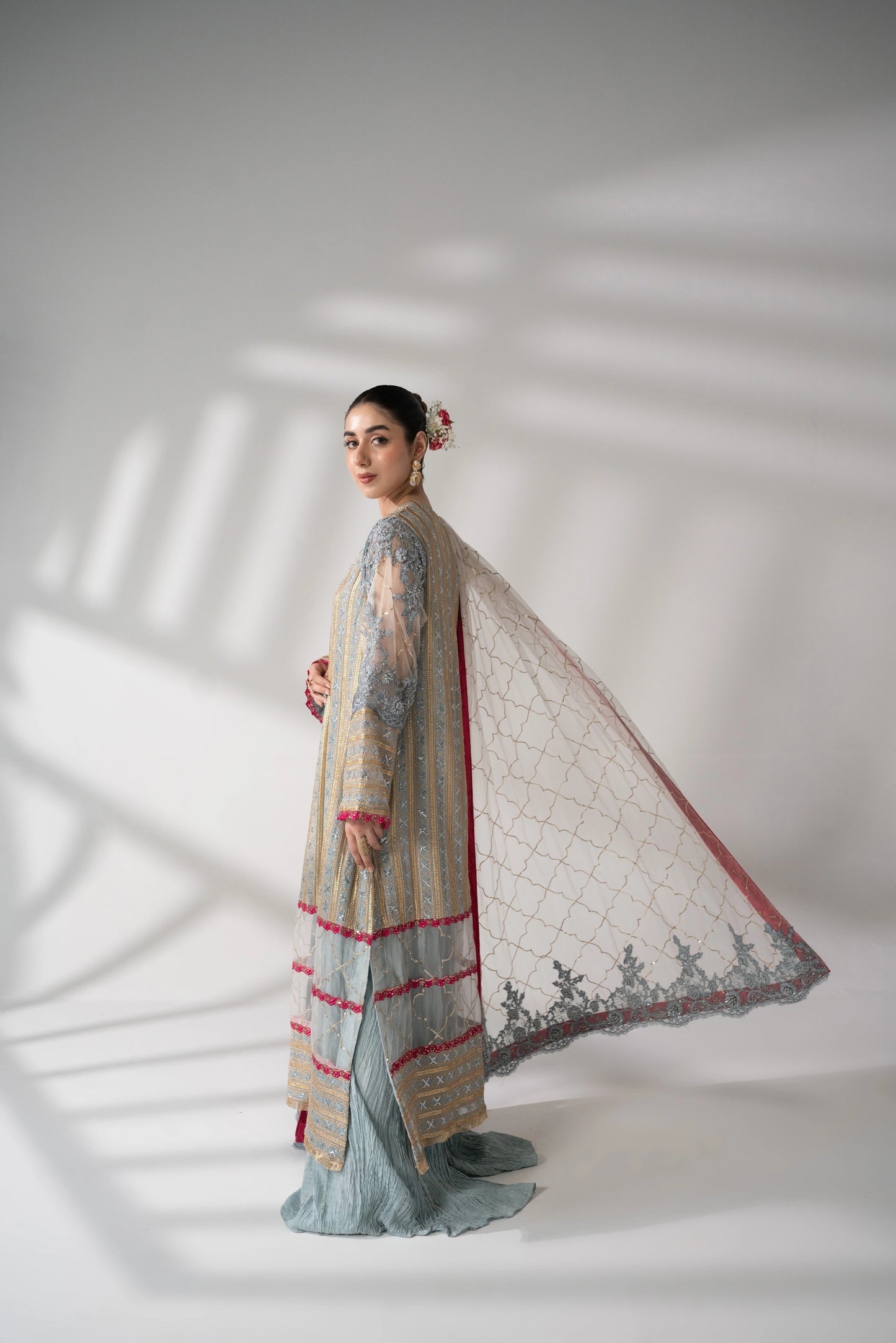 Ulfat - Embroidered Ice Grey Angrakha